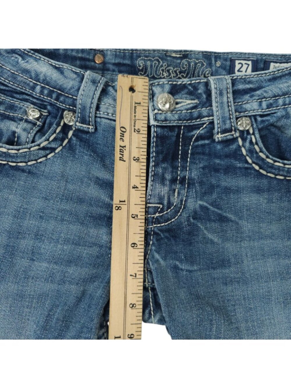 Miss Me Skinny Jeans Womens Size 27 Sequin Rhinestone Embellished Pocket Denim - Picture 4 of 16